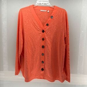 Soft Surroundings Women Large Chunky Button Down Tunic Shirt Peach EUC